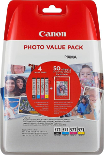 Canon cartridge CLI-571 C/M/Y/BK multipack + PP-201 10x15cm 50l.